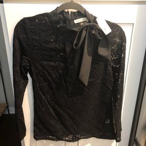 NWT black lace blouse with cute bow